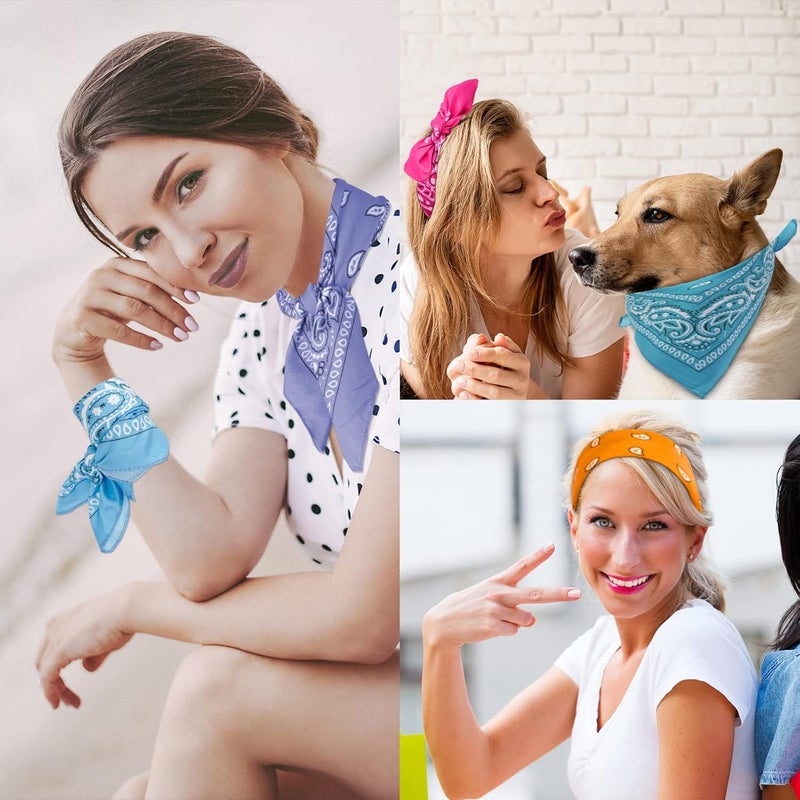 YSense 14 pieces Bandanas Paisley Print Novelty Headband Cowboy Headwraps Scarfs Hair Head Bandana for Women Men Boy Girl - Image 3